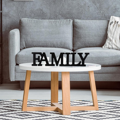 Wooden Home Wall Decor Sign Rustic Family Room Table Decoration Family Letter Signs for Pantry Kitchen Living Room Bedroom Shelf Mantel Fireplace Tables Centerpiece(Yellow)