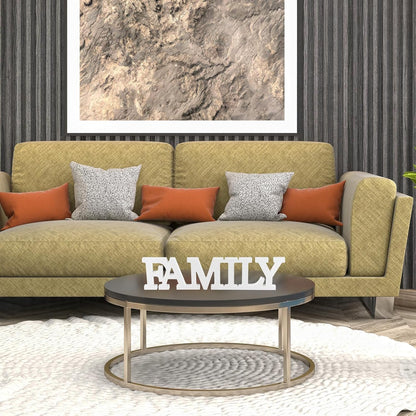Wooden Home Wall Decor Sign Rustic Family Room Table Decoration Family Letter Signs for Pantry Kitchen Living Room Bedroom Shelf Mantel Fireplace Tables Centerpiece(Yellow)