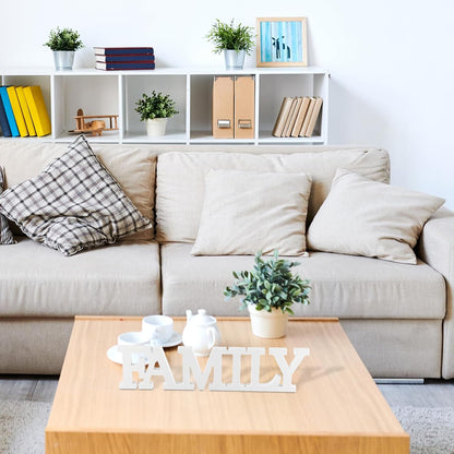 Wooden Home Wall Decor Sign Rustic Family Room Table Decoration Family Letter Signs for Pantry Kitchen Living Room Bedroom Shelf Mantel Fireplace Tables Centerpiece(Yellow)