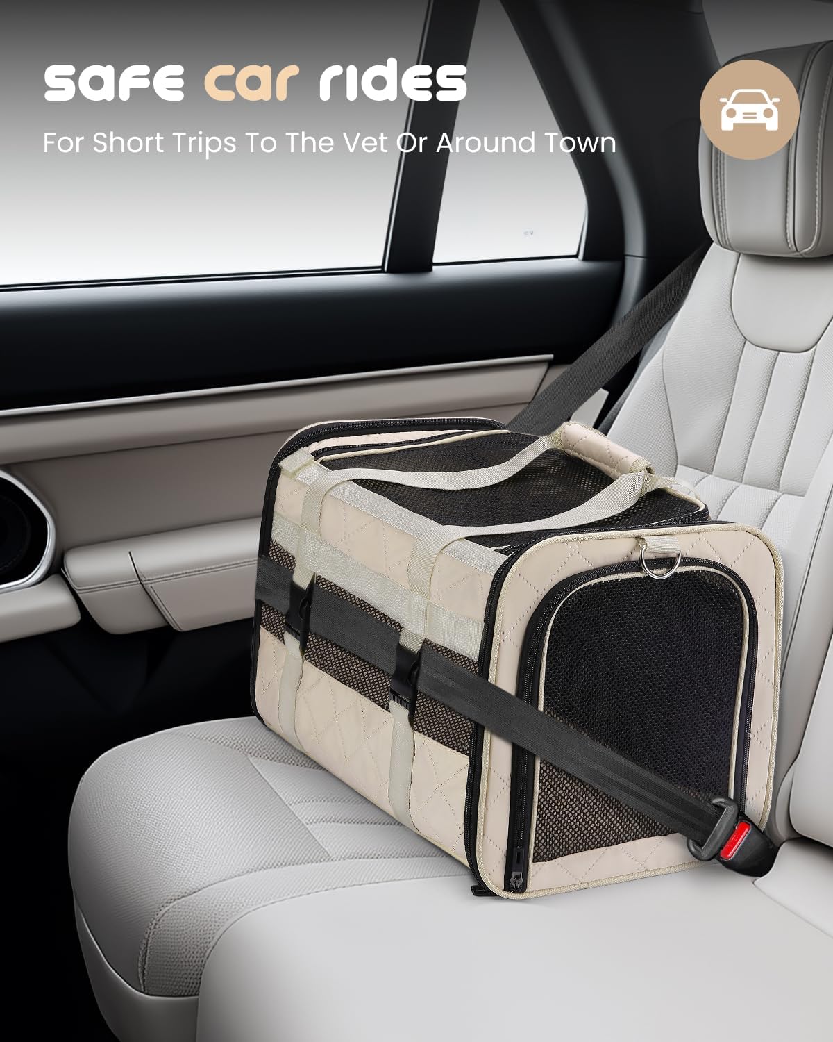 Cat Carrier Soft for Small-Medium Cats Up to 25lbs, Airline Approved | Expandable Square Design,Comfort & Breathable Window,Equipped with anti-slip lock zippers and an internal safety leash