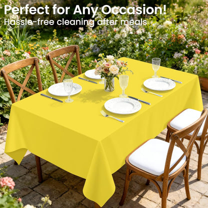 4 Pack Yellow Plastic Table Cloths Disposable, 54 x 108 Inch Rectangle Tablecloth, Easter Party, Decorative Tablecloths Lemon Plastic Cover