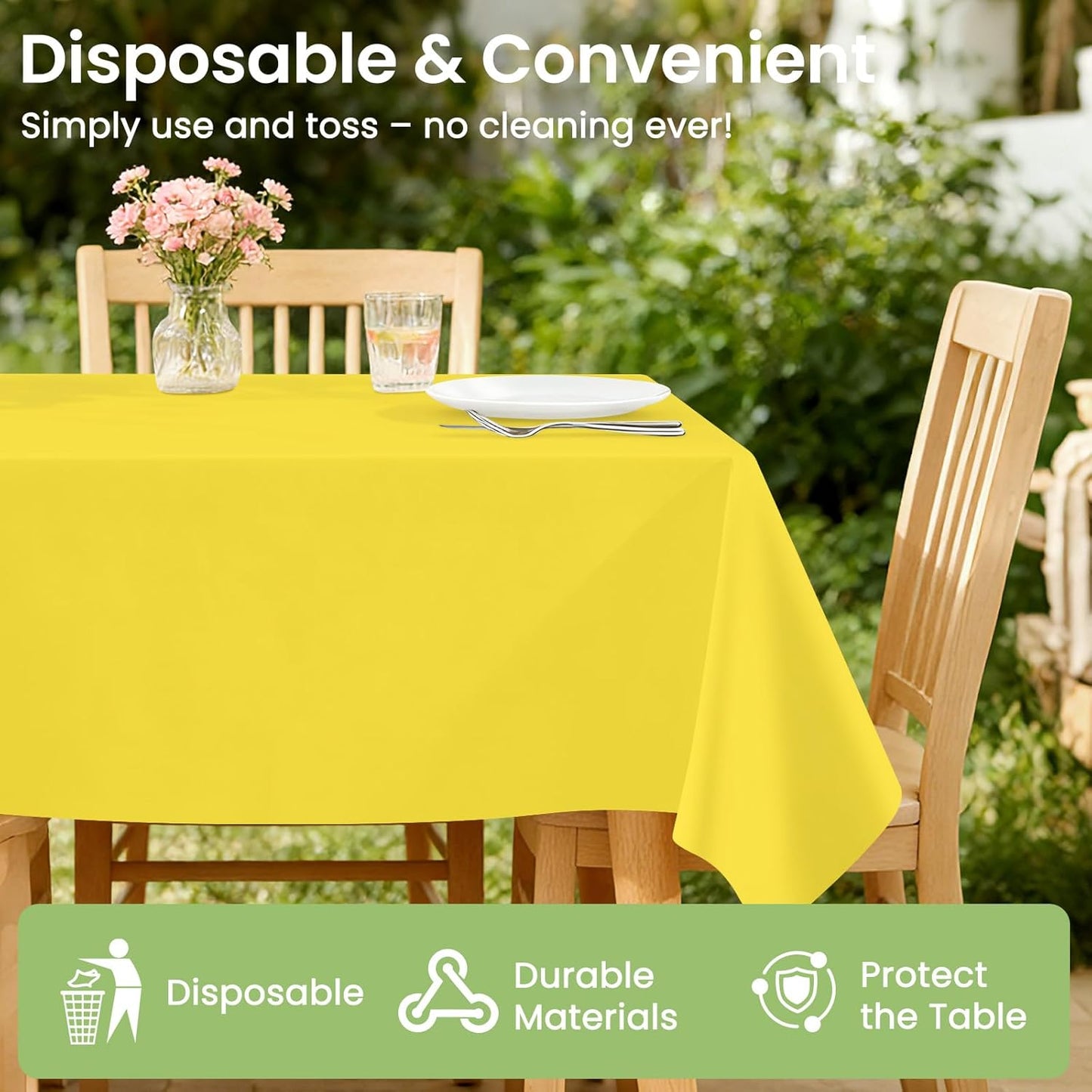 4 Pack Yellow Plastic Table Cloths Disposable, 54 x 108 Inch Rectangle Tablecloth, Easter Party, Decorative Tablecloths Lemon Plastic Cover