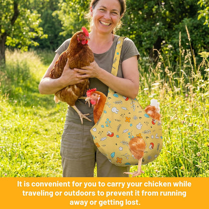 Chicken Holder Bag,Durable Canvas Chicken Purse Carrier Sling | Chicken Carrier Bag for Poultry Transport & Travel,Lightweight and Portable(Yellow, 14.4 x 13.3 Inch)