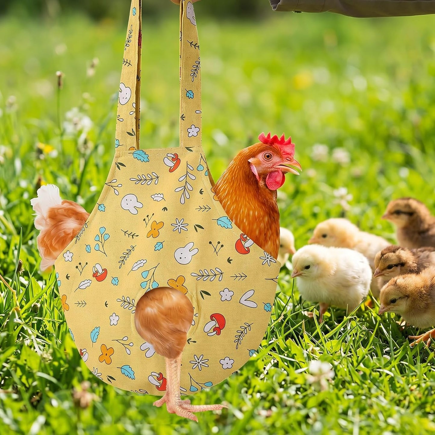 Chicken Holder Bag,Durable Canvas Chicken Purse Carrier Sling | Chicken Carrier Bag for Poultry Transport & Travel,Lightweight and Portable(Yellow, 14.4 x 13.3 Inch)