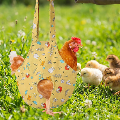 Chicken Holder Bag,Durable Canvas Chicken Purse Carrier Sling | Chicken Carrier Bag for Poultry Transport & Travel,Lightweight and Portable(Yellow, 14.4 x 13.3 Inch)