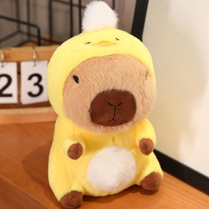 Cute Capybara Plush Wearing Duck Costume Kawaii Capybara Stuffed Animal Soft Stuffed Capibara Toy Birthday Gifts Party Decoration for Kids (Yellow)