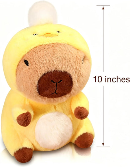 Cute Capybara Plush Wearing Duck Costume Kawaii Capybara Stuffed Animal Soft Stuffed Capibara Toy Birthday Gifts Party Decoration for Kids (Yellow)