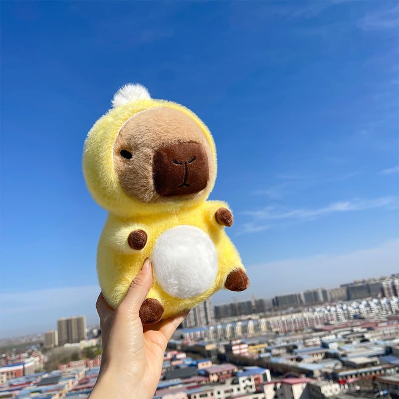 Cute Capybara Plush Wearing Duck Costume Kawaii Capybara Stuffed Animal Soft Stuffed Capibara Toy Birthday Gifts Party Decoration for Kids (Yellow)