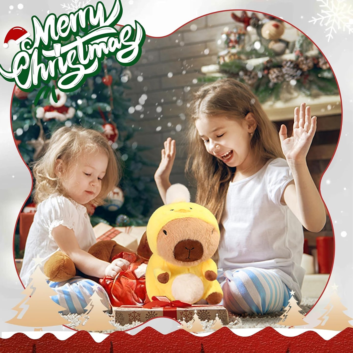 Cute Capybara Plush Wearing Duck Costume Kawaii Capybara Stuffed Animal Soft Stuffed Capibara Toy Birthday Gifts Party Decoration for Kids (Yellow)