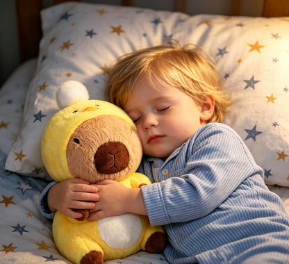 Cute Capybara Plush Wearing Duck Costume Kawaii Capybara Stuffed Animal Soft Stuffed Capibara Toy Birthday Gifts Party Decoration for Kids (Yellow)