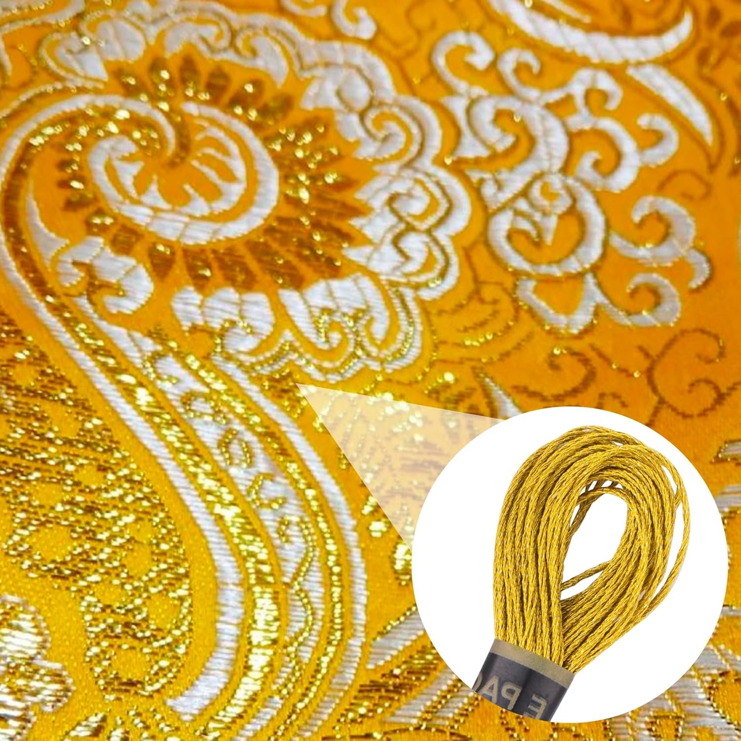 3 Skeins Metallic Embroidery Thread, Glitter Cross-Stitch Floss, Soft Polyester Embroidery String for DIY Sewing Crafts Making- Gold & Silver & Yellow