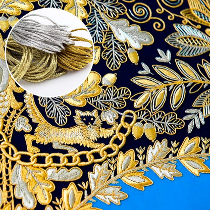 3 Skeins Metallic Embroidery Thread, Glitter Cross-Stitch Floss, Soft Polyester Embroidery String for DIY Sewing Crafts Making- Gold & Silver & Yellow