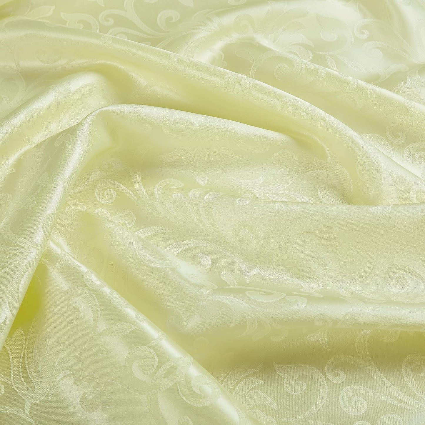 8 Pieces Wave Scroll Damask Jacquard Light Yellow Placemats,13 x 19 inch Protect Surface Heat and Stain Resistant Dinner Mats