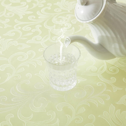 8 Pieces Wave Scroll Damask Jacquard Light Yellow Placemats,13 x 19 inch Protect Surface Heat and Stain Resistant Dinner Mats