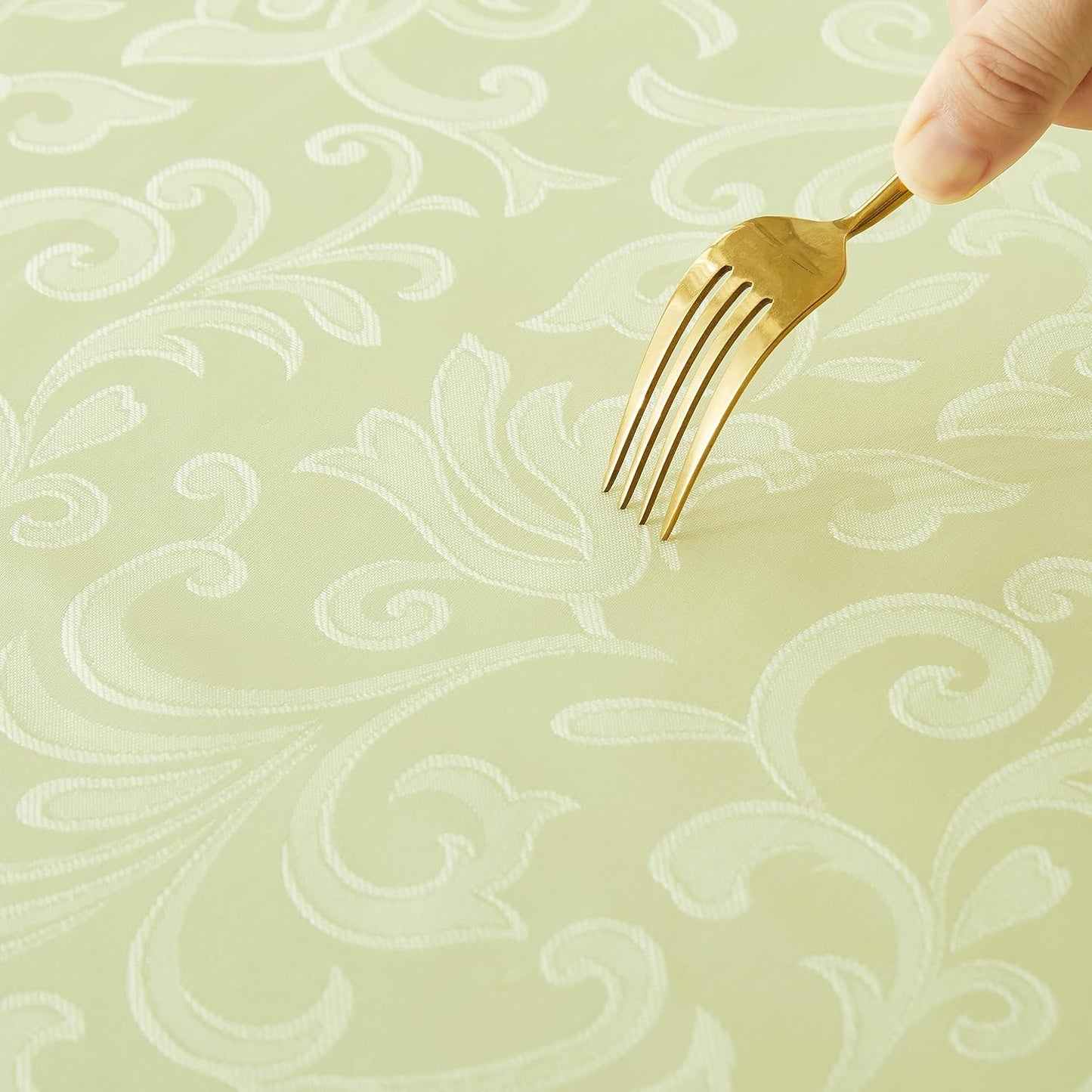 8 Pieces Wave Scroll Damask Jacquard Light Yellow Placemats,13 x 19 inch Protect Surface Heat and Stain Resistant Dinner Mats