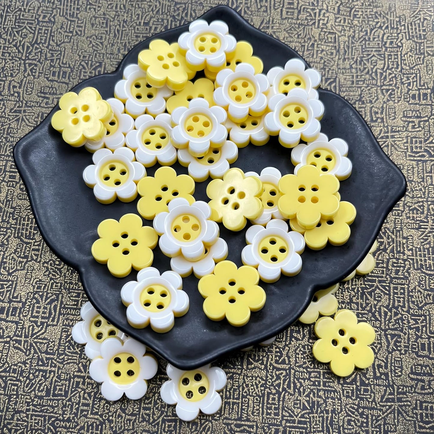 50 Pcs Cute Flower Resin Buttons 17mm Sunflower Sewing Accessories for Sweater, Jacket, DIY Crafts - Yellow Daisy Cute Decorative Buttons for Clothing & Scrapbooking (Light Yellow, 17mm)