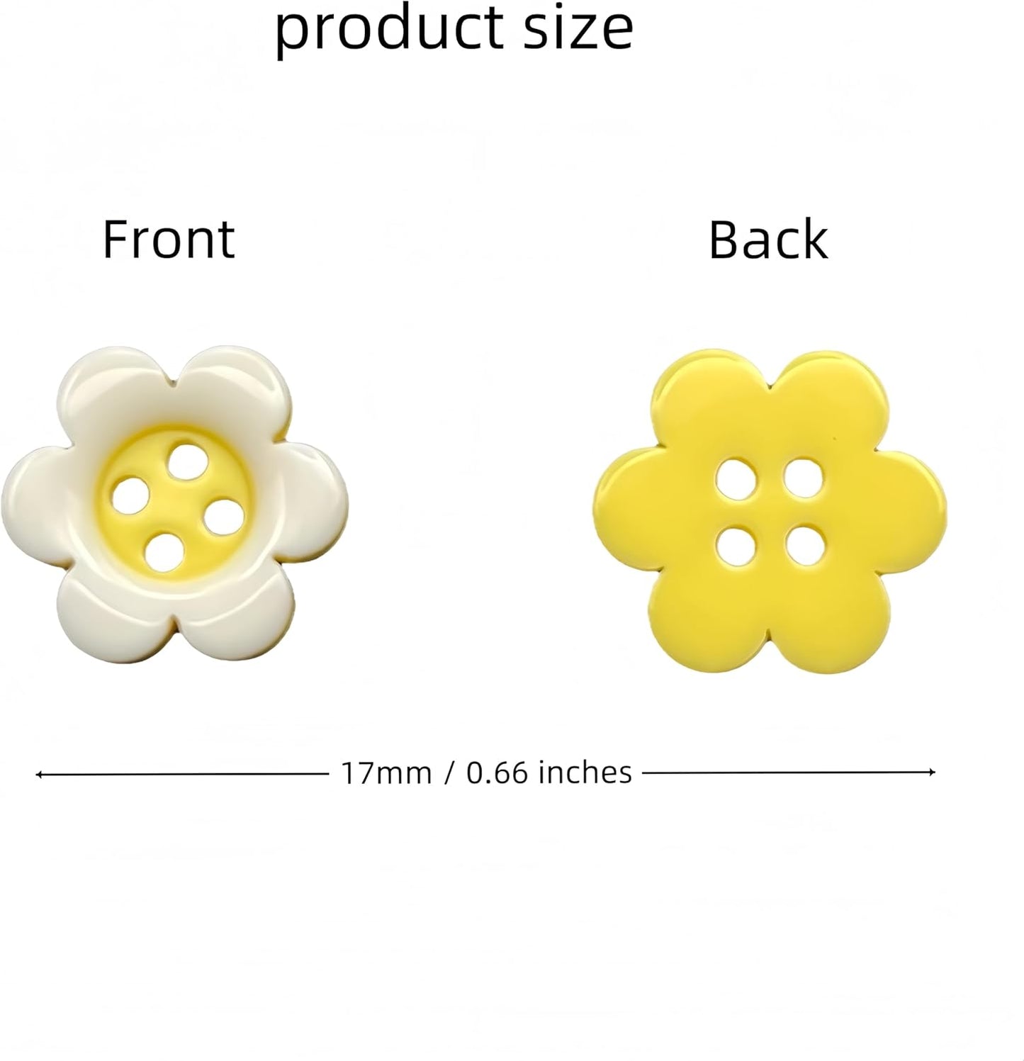 50 Pcs Cute Flower Resin Buttons 17mm Sunflower Sewing Accessories for Sweater, Jacket, DIY Crafts - Yellow Daisy Cute Decorative Buttons for Clothing & Scrapbooking (Light Yellow, 17mm)