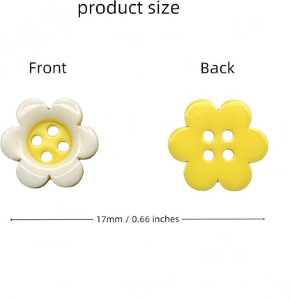 50 Pcs Cute Flower Resin Buttons 17mm Sunflower Sewing Accessories for Sweater, Jacket, DIY Crafts - Yellow Daisy Cute Decorative Buttons for Clothing & Scrapbooking (Light Yellow, 17mm)