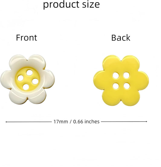 50 Pcs Cute Flower Resin Buttons 17mm Sunflower Sewing Accessories for Sweater, Jacket, DIY Crafts - Yellow Daisy Cute Decorative Buttons for Clothing & Scrapbooking (Light Yellow, 17mm)