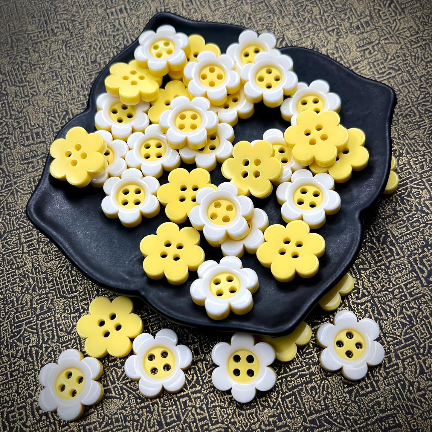 50 Pcs Cute Flower Resin Buttons 17mm Sunflower Sewing Accessories for Sweater, Jacket, DIY Crafts - Yellow Daisy Cute Decorative Buttons for Clothing & Scrapbooking (Light Yellow, 17mm)