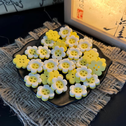 50 Pcs Cute Flower Resin Buttons 17mm Sunflower Sewing Accessories for Sweater, Jacket, DIY Crafts - Yellow Daisy Cute Decorative Buttons for Clothing & Scrapbooking (Light Yellow, 17mm)