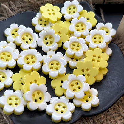 50 Pcs Cute Flower Resin Buttons 17mm Sunflower Sewing Accessories for Sweater, Jacket, DIY Crafts - Yellow Daisy Cute Decorative Buttons for Clothing & Scrapbooking (Light Yellow, 17mm)