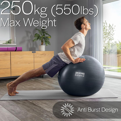 Exercise Ball, Stability Ball for Yoga, Pilates and Fitness, Gym Ball for Home Gym and Office Chair, Training, Physical Therapy, Anti Burst, Pump Included, 55cm 65cm 75cm 85cm