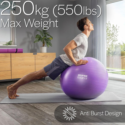 Exercise Ball, Stability Ball for Yoga, Pilates and Fitness, Gym Ball for Home Gym and Office Chair, Training, Physical Therapy, Anti Burst, Pump Included, 55cm 65cm 75cm 85cm
