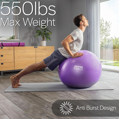Exercise Ball, Stability Ball for Yoga, Pilates and Fitness, Gym Ball for Home Gym and Office Chair, Training, Physical Therapy, Anti Burst, Pump Included, 55cm 65cm 75cm 85cm