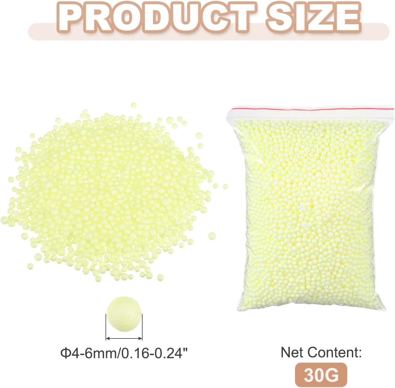 30g Foam Beads, 4-6mm Mini Foam Balls Small Polystyrene Beads for DIY Craft Supplies Wedding Party Decorations, Fluorescent Yellow