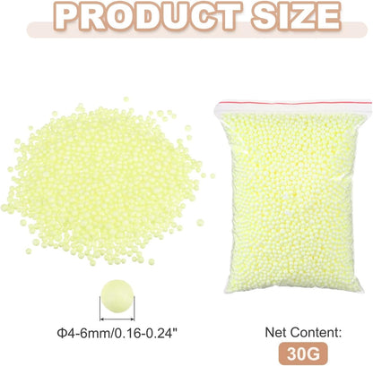 30g Foam Beads, 4-6mm Mini Foam Balls Small Polystyrene Beads for DIY Craft Supplies Wedding Party Decorations, Fluorescent Yellow