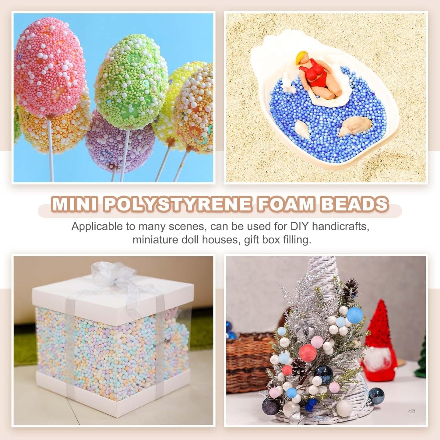 30g Foam Beads, 4-6mm Mini Foam Balls Small Polystyrene Beads for DIY Craft Supplies Wedding Party Decorations, Fluorescent Yellow