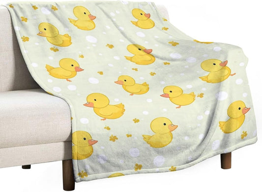 Cartoon Soft Faux Fur Throw Blanket - Baby Duck Flannel Lap Blanket for Couch Sofa Or Bed, Yellow Fuzzy Fluffy Plush Blanket, Super Cozy and Comfy for All Seasons 40"x50"