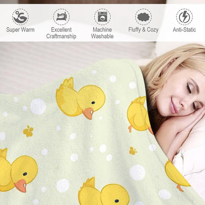 Cartoon Soft Faux Fur Throw Blanket - Baby Duck Flannel Lap Blanket for Couch Sofa Or Bed, Yellow Fuzzy Fluffy Plush Blanket, Super Cozy and Comfy for All Seasons 40"x50"