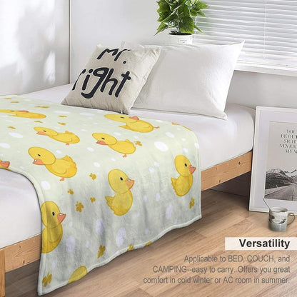 Cartoon Soft Faux Fur Throw Blanket - Baby Duck Flannel Lap Blanket for Couch Sofa Or Bed, Yellow Fuzzy Fluffy Plush Blanket, Super Cozy and Comfy for All Seasons 40"x50"