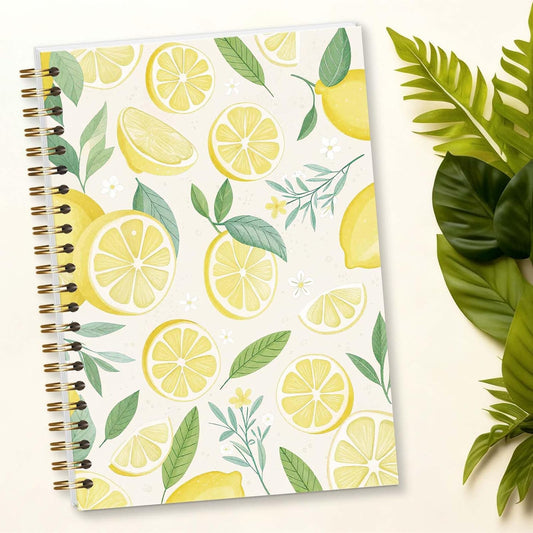 Amalfi Lemons Spiral Notebook, Aesthetic Cute Study Supplies, Christian Gifts for Women Girls, 5.8x8.3 Inch - A15