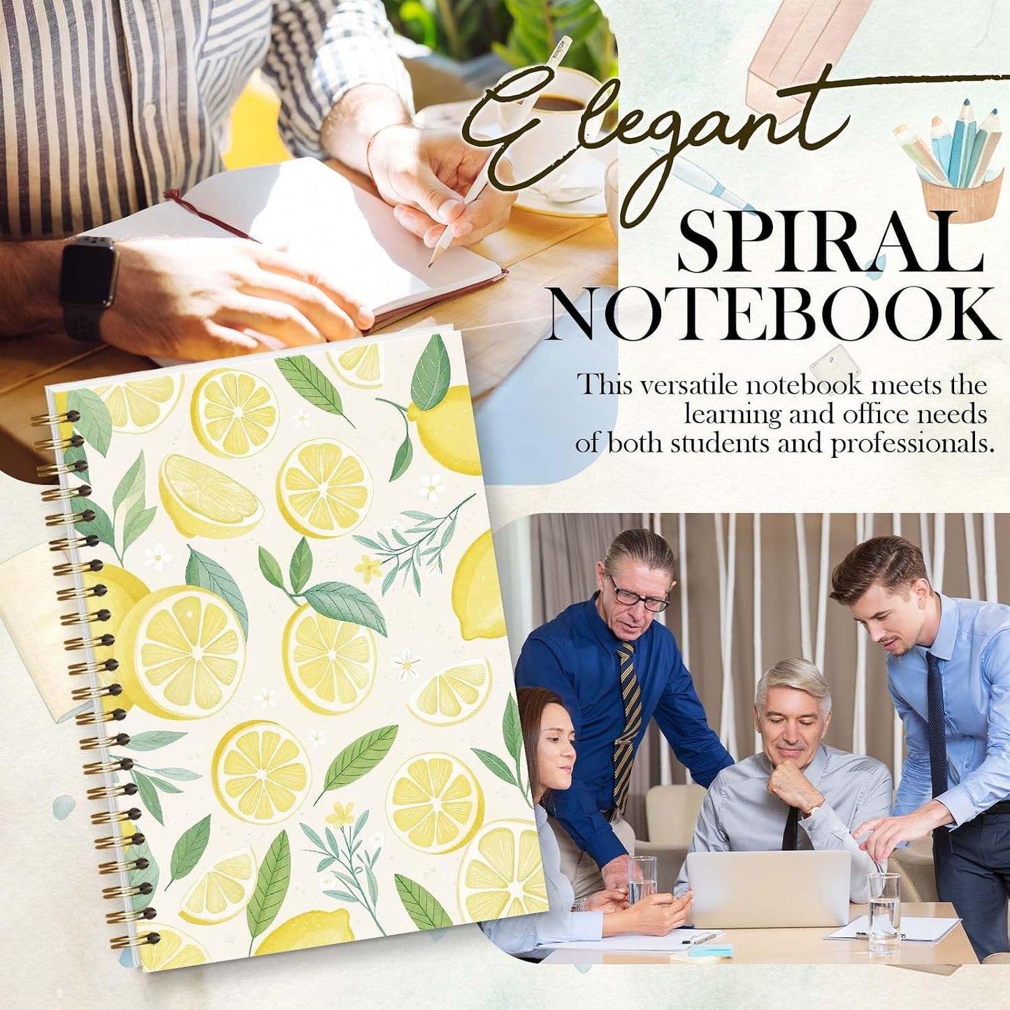 Amalfi Lemons Spiral Notebook, Aesthetic Cute Study Supplies, Christian Gifts for Women Girls, 5.8x8.3 Inch - A15