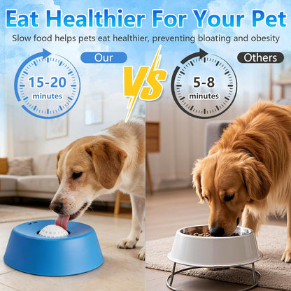 Slow Feeder Dog Bowls for Liquid Treat,Dog Licking Bowl with Rolling Balls,Calming Lick Bowl, Dog Lick Ball Bow for Wet Food Bone Broth & Yogurt for Large Medium Small Puppy Breeds (Yellow)