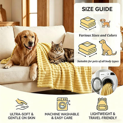 Emotional Support Blanket for Dogs, 3D Textured Yellow Pet Calming Throw, Anti-Anxiety Soft Fleece Blanket for Small Medium Large Dogs Cats and Rabbits (Yellow,70 * 100cm/28×39in)
