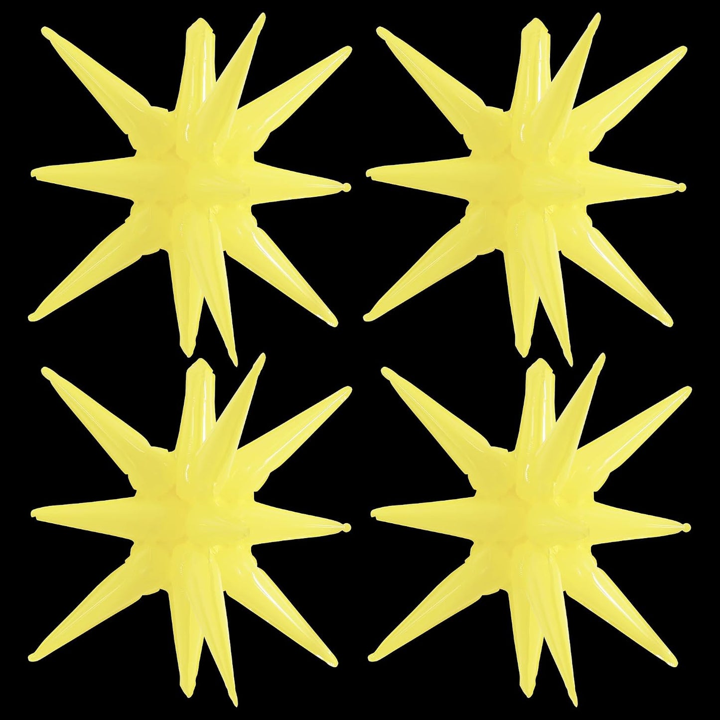 4 Pcs Explosion Star Balloons Pastel Yellow Foil Party Balloon | Large Mylar Star Balloon for Sunflower Girls’ Birthday Bridal Shower Baby Shower Spring Lemon Garden Picnic Party Supplies