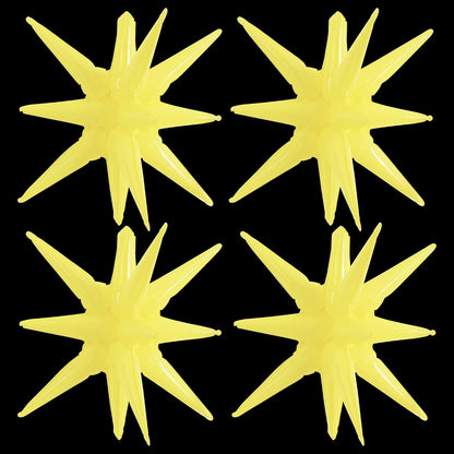 4 Pcs Explosion Star Balloons Pastel Yellow Foil Party Balloon | Large Mylar Star Balloon for Sunflower Girls’ Birthday Bridal Shower Baby Shower Spring Lemon Garden Picnic Party Supplies