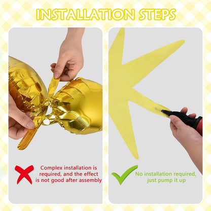 4 Pcs Explosion Star Balloons Pastel Yellow Foil Party Balloon | Large Mylar Star Balloon for Sunflower Girls’ Birthday Bridal Shower Baby Shower Spring Lemon Garden Picnic Party Supplies