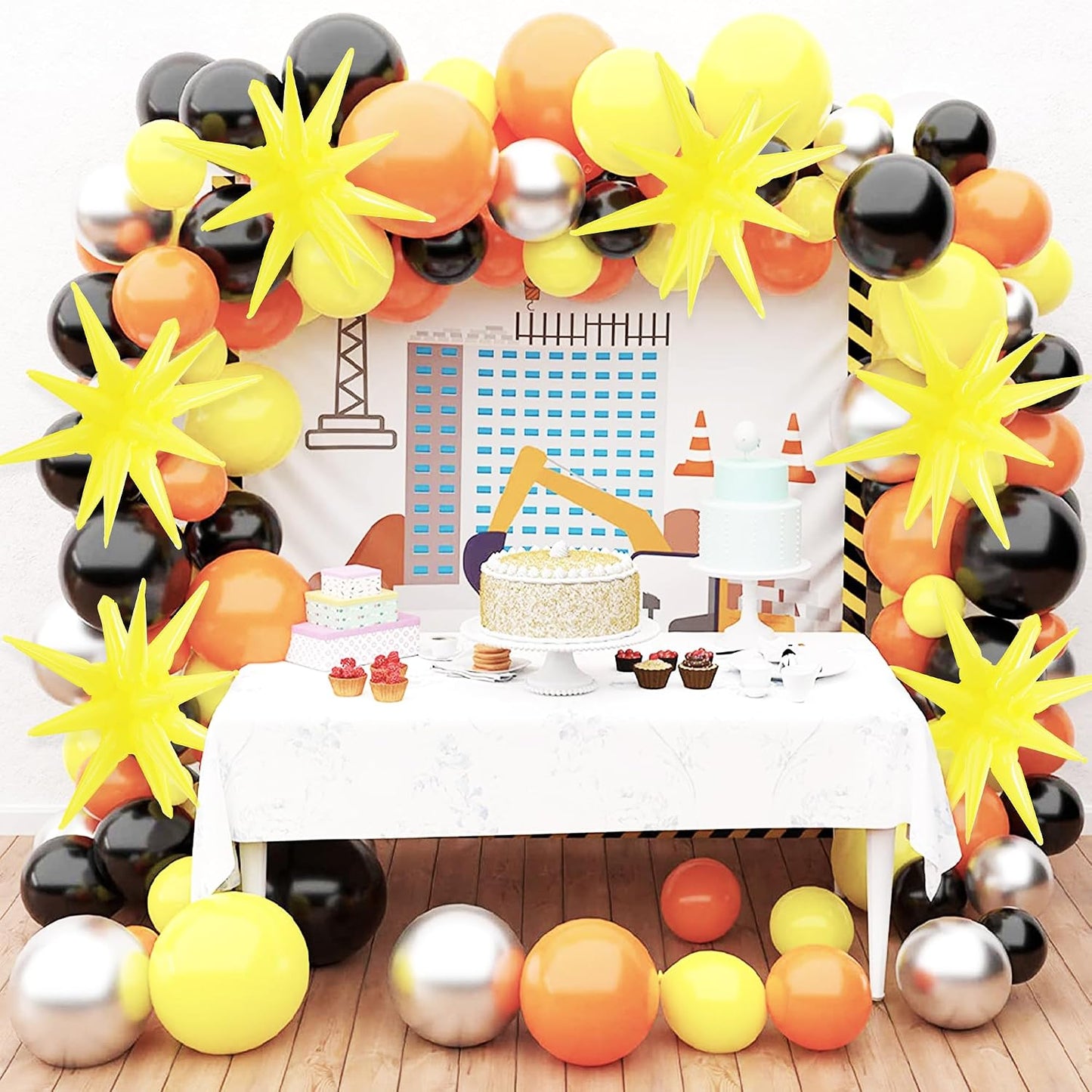 4 Pcs Explosion Star Balloons Pastel Yellow Foil Party Balloon | Large Mylar Star Balloon for Sunflower Girls’ Birthday Bridal Shower Baby Shower Spring Lemon Garden Picnic Party Supplies