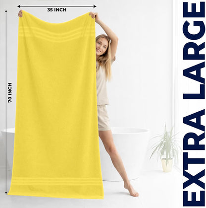 2 Pack Bath Sheets Extra Large 35x70, Large Bath Towels for Adults, XL Oversized Heavy Duty Towel Set, 600 GSM 100% Ring Spun Cotton, Soft Quick Dry, Yellow