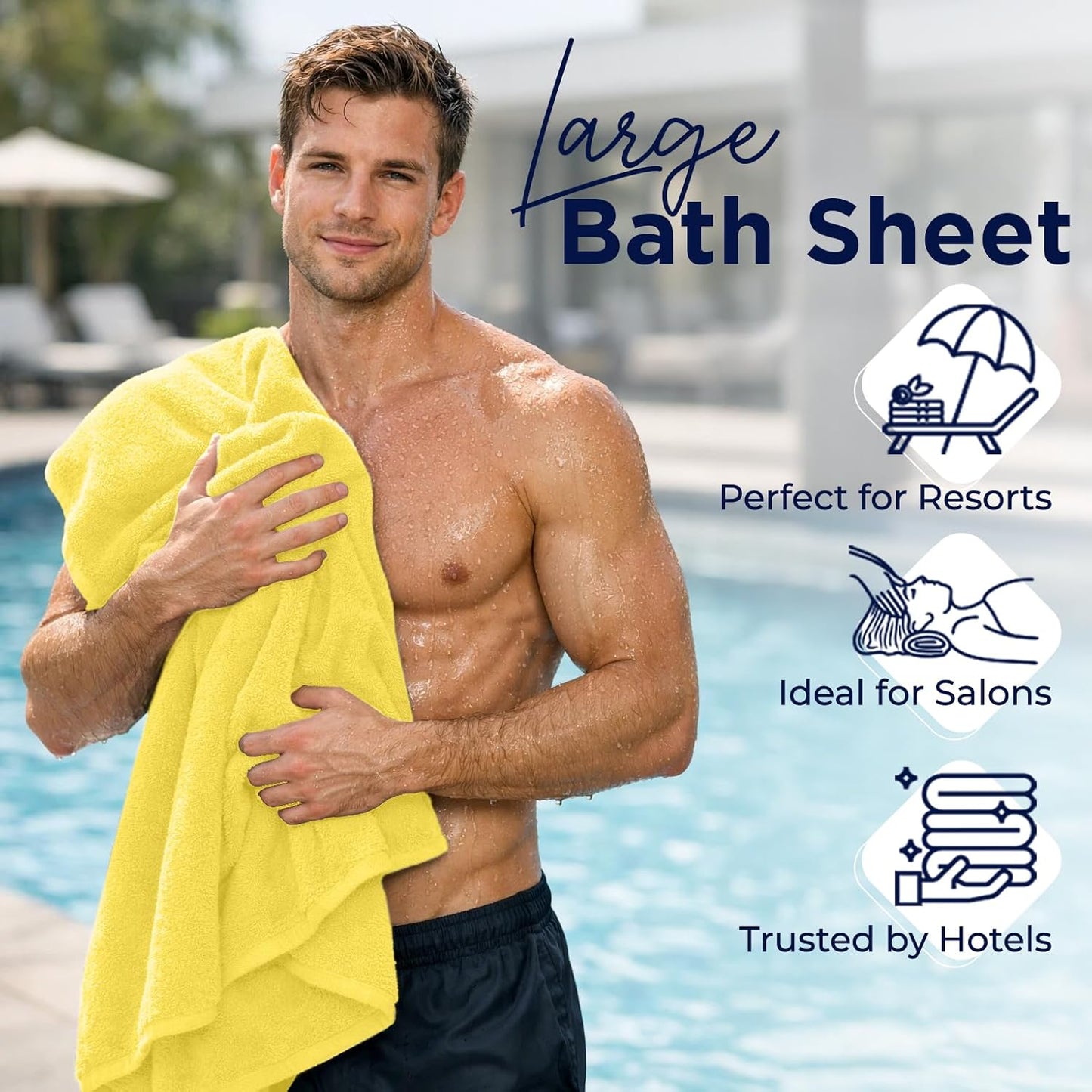 2 Pack Bath Sheets Extra Large 35x70, Large Bath Towels for Adults, XL Oversized Heavy Duty Towel Set, 600 GSM 100% Ring Spun Cotton, Soft Quick Dry, Yellow