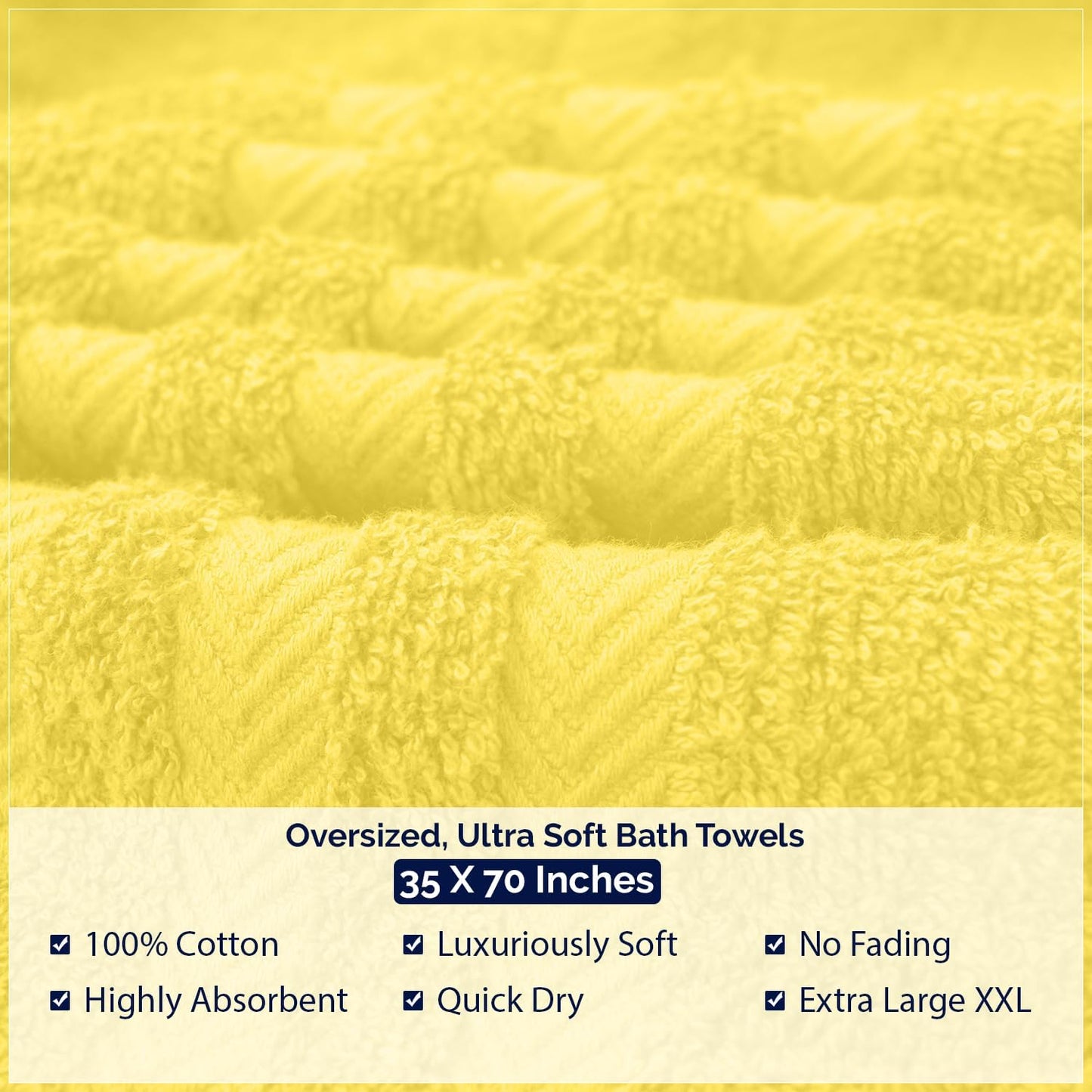 2 Pack Bath Sheets Extra Large 35x70, Large Bath Towels for Adults, XL Oversized Heavy Duty Towel Set, 600 GSM 100% Ring Spun Cotton, Soft Quick Dry, Yellow