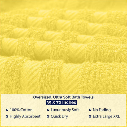 2 Pack Bath Sheets Extra Large 35x70, Large Bath Towels for Adults, XL Oversized Heavy Duty Towel Set, 600 GSM 100% Ring Spun Cotton, Soft Quick Dry, Yellow