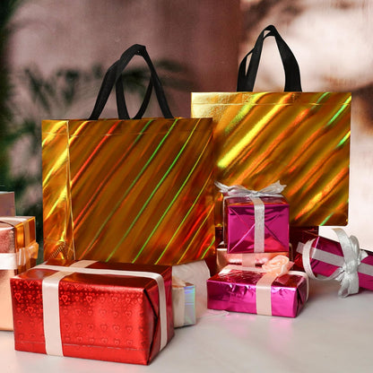 Non Woven Reusable Gift Bags Bulk 16 Pack - Sturdy Gift Bags with Handles for Events & Parties - Eco Friendly Goodie Bags (Yellow 12.6" L x 4.7" W x 11" H)