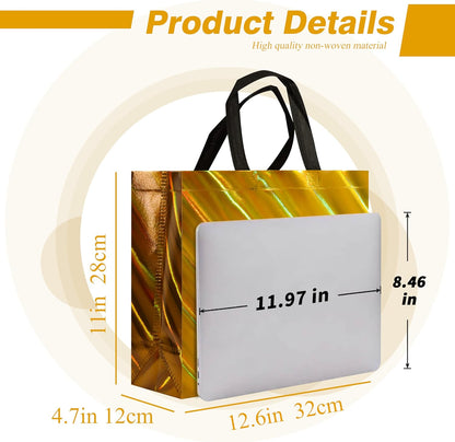 Non Woven Reusable Gift Bags Bulk 16 Pack - Sturdy Gift Bags with Handles for Events & Parties - Eco Friendly Goodie Bags (Yellow 12.6" L x 4.7" W x 11" H)