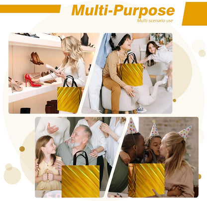 Non Woven Reusable Gift Bags Bulk 16 Pack - Sturdy Gift Bags with Handles for Events & Parties - Eco Friendly Goodie Bags (Yellow 12.6" L x 4.7" W x 11" H)